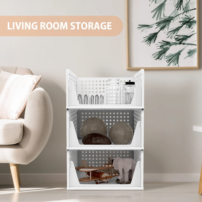 Wardrobe Storage Organiser — 4-Pack Stackable Slide Drawers