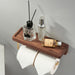 Wall-Mounted Toilet Roll Holder with Wood Shelf and Brass Fittings – Single Roll
