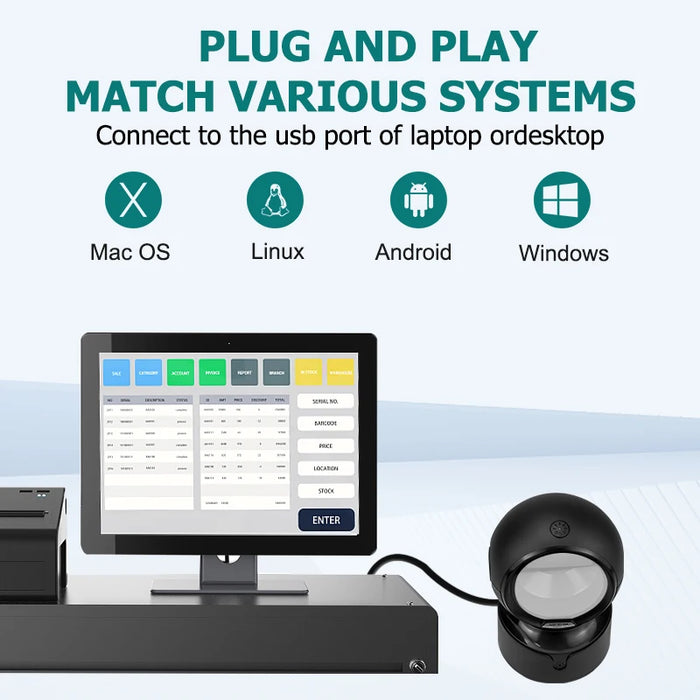 NT‑A5 Desktop 2D QR Barcode Scanner – Hands‑Free Omnidirectional USB