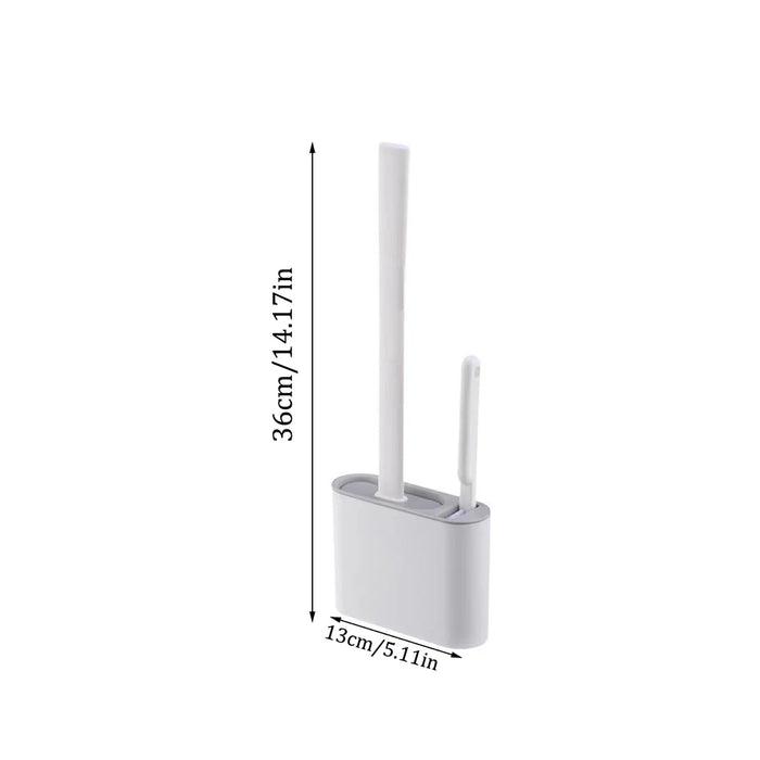 Wall-Mounted Silicone Toilet Brush with Long Handle — Quick-Dry Soft Bristles