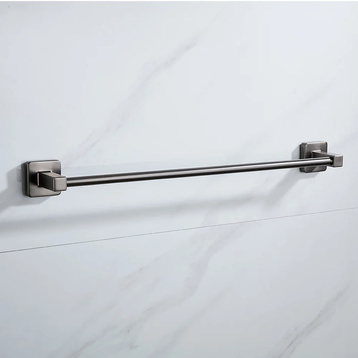 Grey Bathroom Hardware Set — Shelf, 48cm Towel Bar, Towel Ring, Robe Hook & Paper Holder