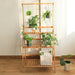 3-Tier Foldable Wooden Ladder Plant Stand with Adjustable Hanging Bar for Home & Outdoor