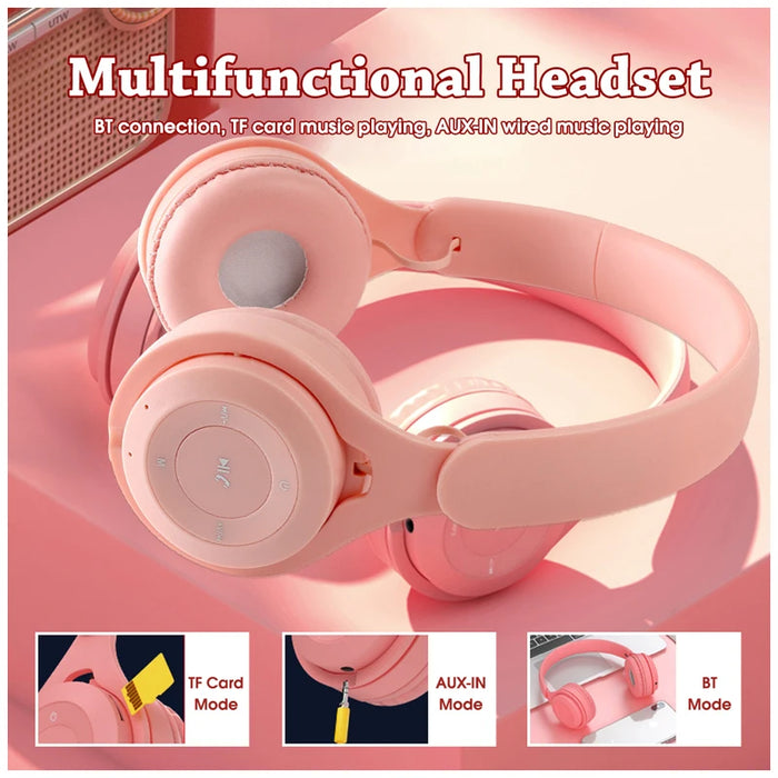 Y08 Macaron Wireless Bluetooth Headphones with Mic — Stereo Headband for Kids & Gaming