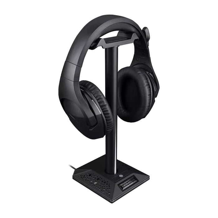YEAHREAL RGB Gaming Headset Stand - Dual USB Ports, 3.5mm Audio Port, Touch Control, Removable Holder - Ideal for Gamers and Streamers