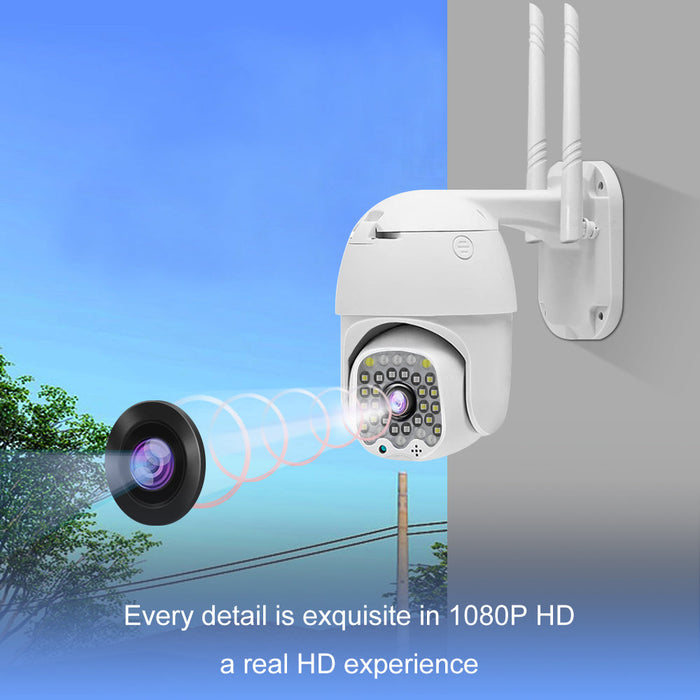 GUUDGO 1080P HD Wifi IP Security Camera - 4X Zoom, 32LED Outdoor Light, Sound Alarm & Waterproof Night Vision - Ideal for Home & Business Surveillance