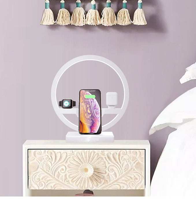 BAKEEY 3 in 1 10W - Wireless Charging Desk Lamp with LED Night Light and Qi Magnet - Ideal for iPhone 11, 12, 13 Users who Desire Multifunctional Convenience