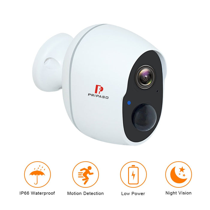 Pripaso 1080P Wireless Camera - IP CCTV Outdoor/Indoor, Waterproof, Rechargeable, Home Security - Perfect for Monitoring and Safety Needs