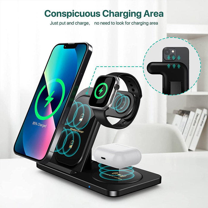 Wireless Fast Charging Dock - Multiple Wattage Options, 3-in-1 Device Charger for iPhone 14 13 12 11 Pro XS XR, Apple Watch, Airpods - Ideal for Apple Device Owners