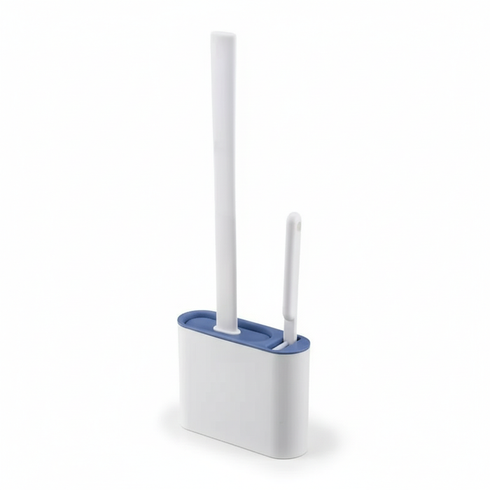Silicone Toilet Brush Set — Flat Flexible Head with Wall-Mounted Holder