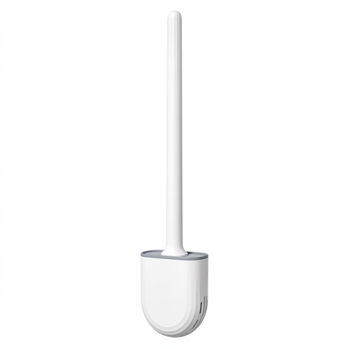 Wall-Mounted Silicone Toilet Brush Set — Easy Install, Long Handle with Portable Holder