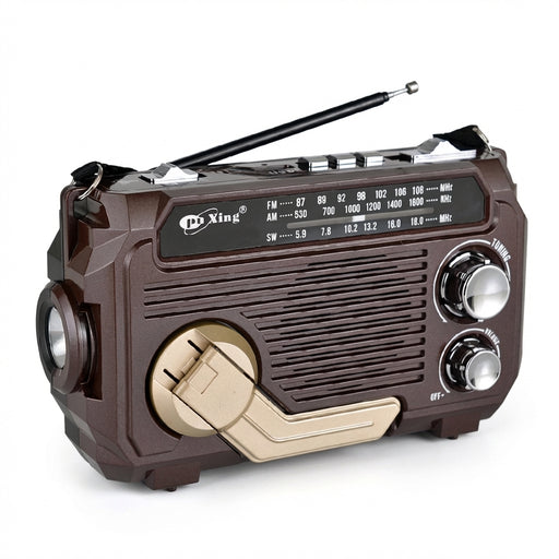 Hand-Crank Emergency Radio & Power Bank — USB, Solar, Bluetooth, DAB
