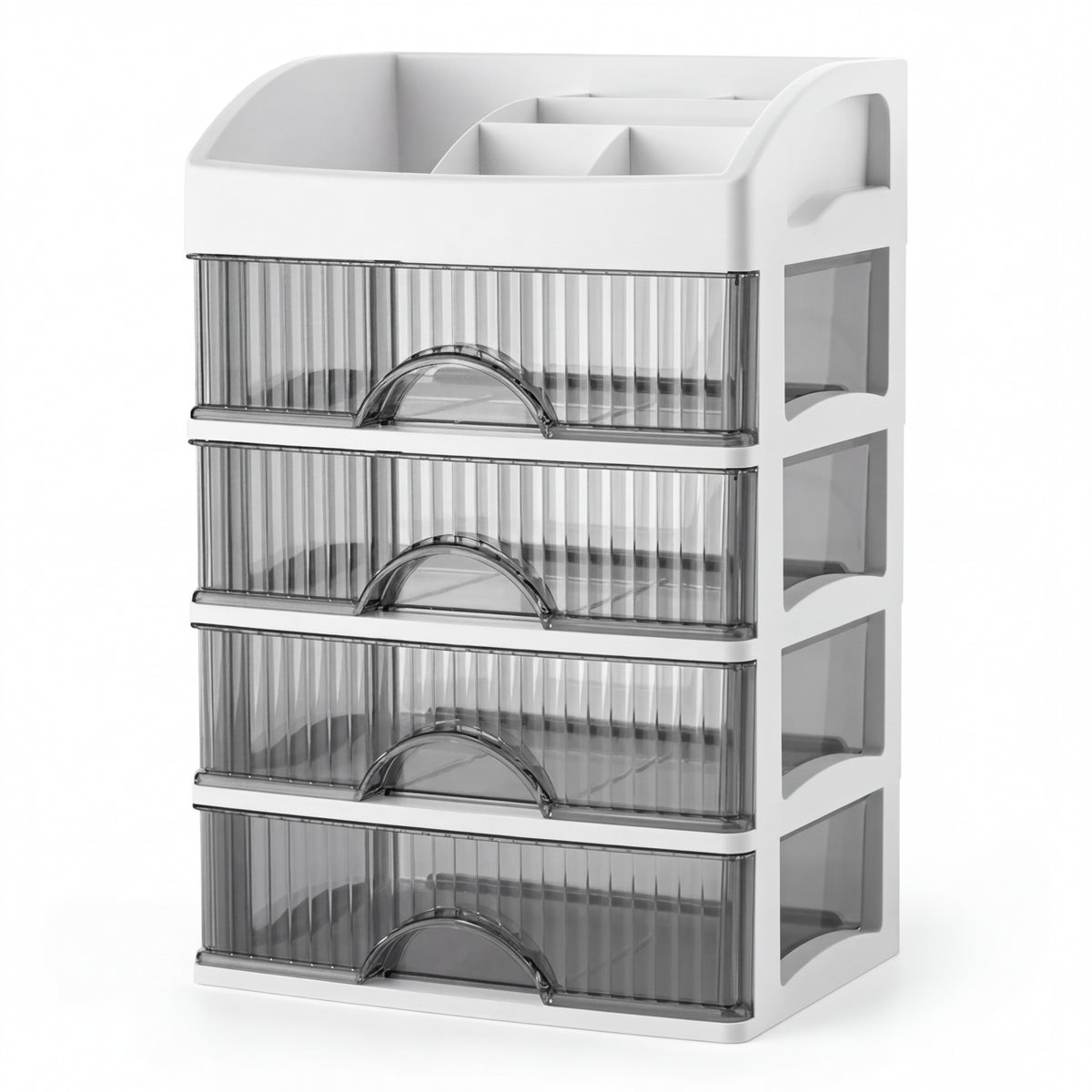 PP 5-Layer Drawer Makeup Storage Box – Multi-layer Cosmetic Organiser (White / Pink)