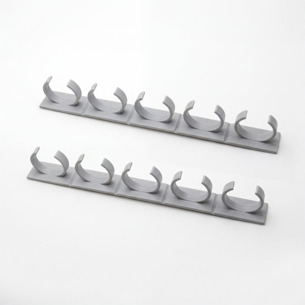 2-Pack Grey Wall-Mounted Adhesive Spice Rack – Five-Hole Jar & Bottle Holder