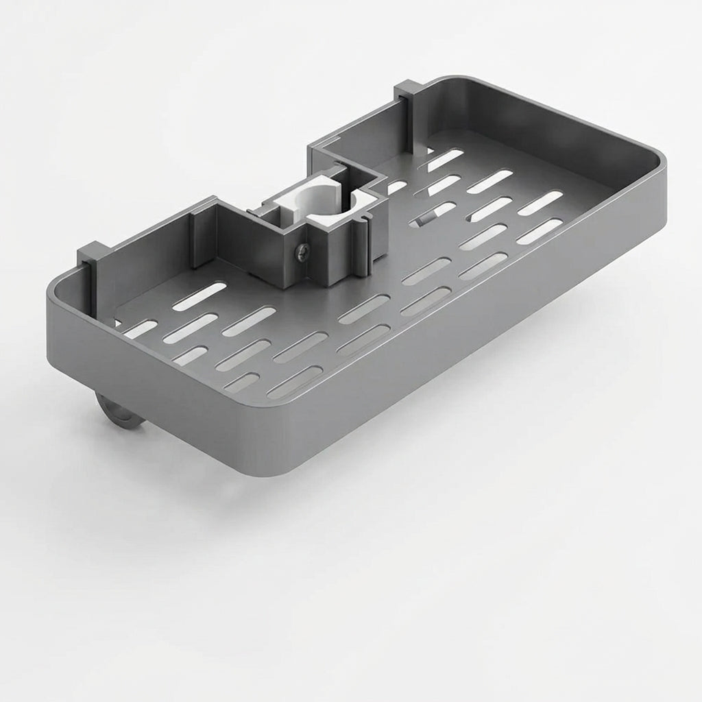 Punch-Free Shower Caddy (Single or Double) — Space Aluminium Shelf with Optional Towel Rail