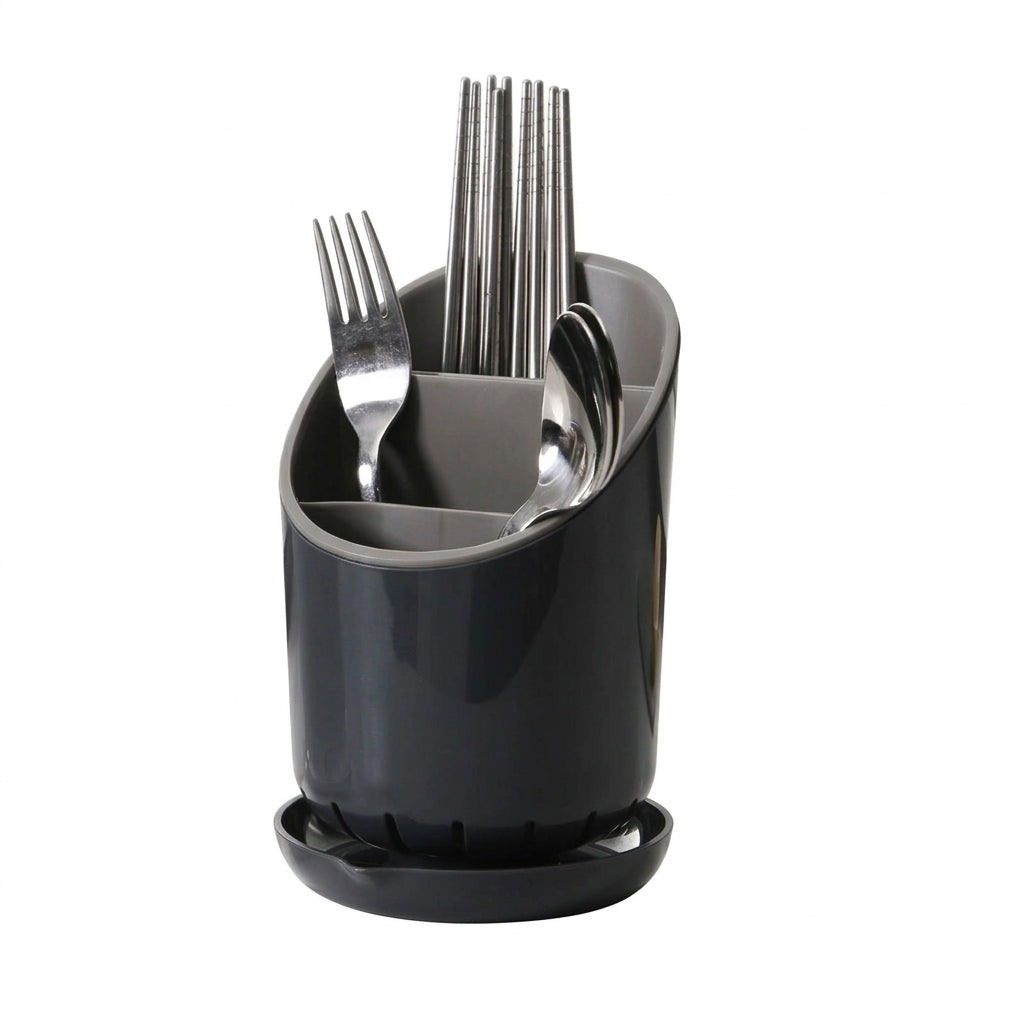Chopstick Holder with Drain Tray — Tableware Storage Rack, Plastic Kitchen Organiser