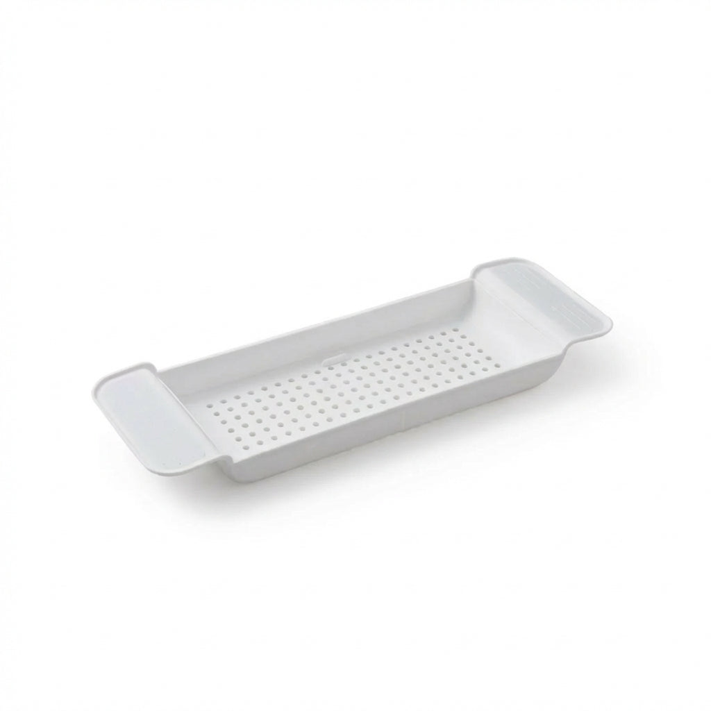 Extendable Bathtub Tray – Retractable Bath Shelf & Towel Holder (White/Black)