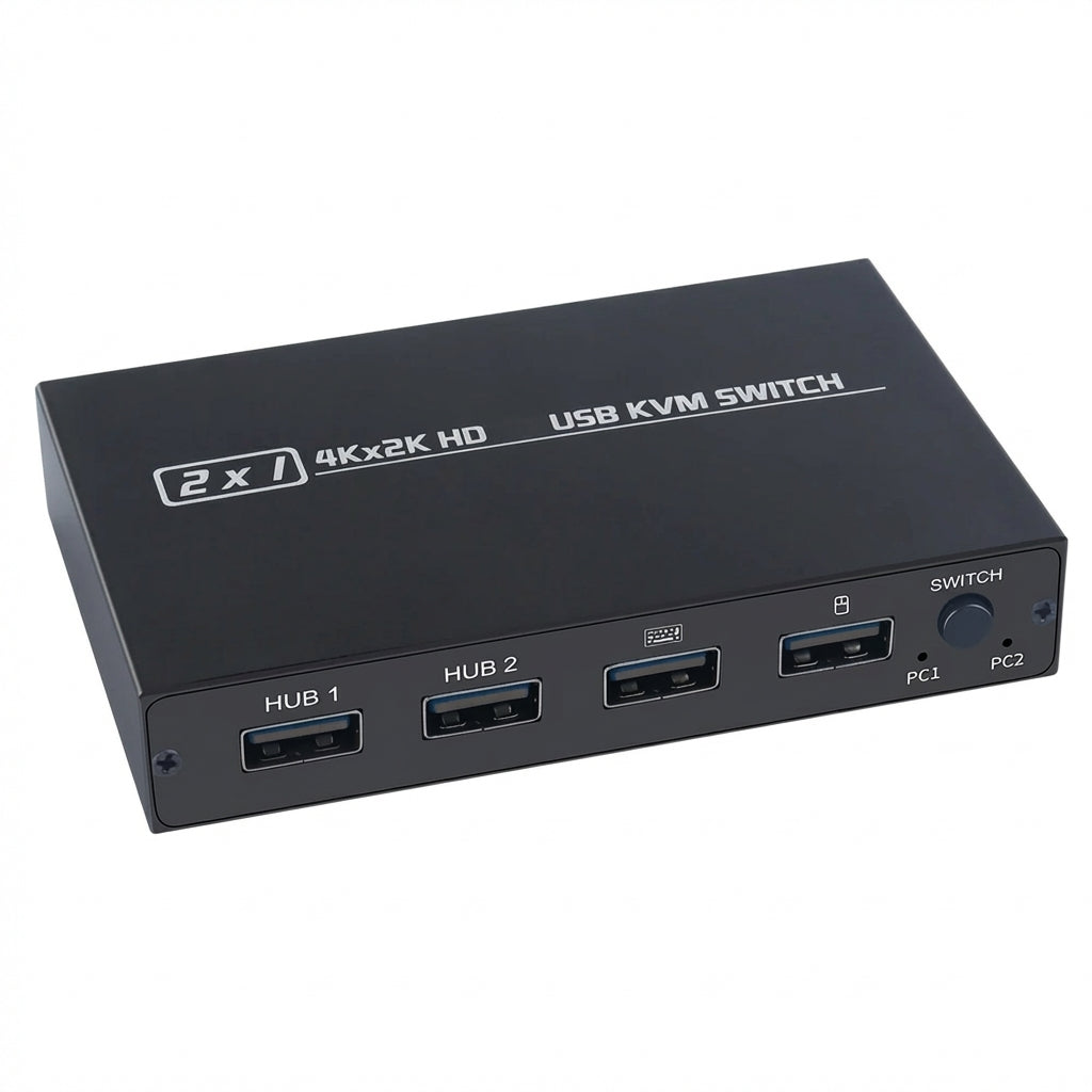 4K HDMI KVM Switch — 2-Host USB & HDMI, Share Monitor, Keyboard & Mouse