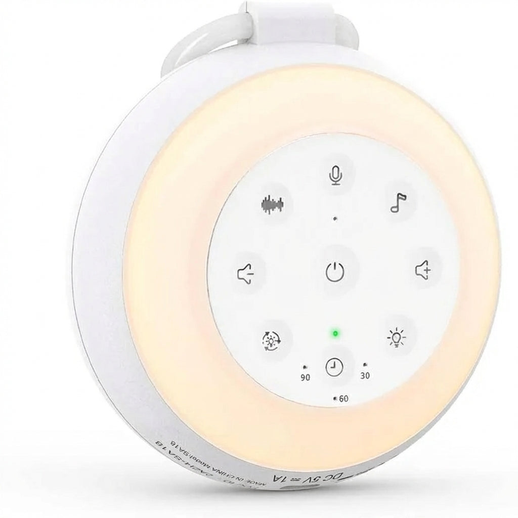 White Noise Machine — 24 Soothing Sounds, Rechargeable Night Light, Portable (USB & Bluetooth)