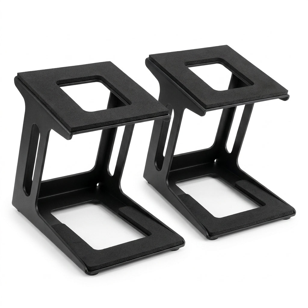 Desktop Speaker Stands — Carbon Steel 2‑Pack for Improved Stereo Sound & Vibration Reduction