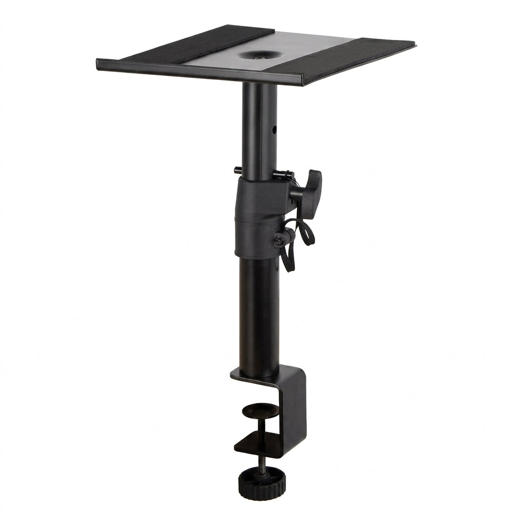 Studio‑grade Clamp‑Mount Speaker Stand — Height‑Adjustable Desktop Platform for Monitors