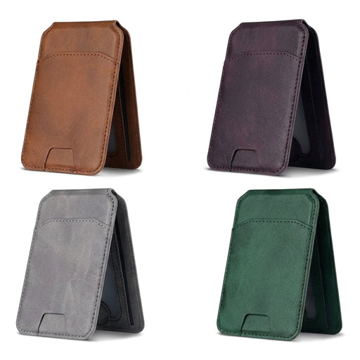 Magnetic PU Leather Wallet Phone Case — MagSafe Compatible with Card Pocket & Stand