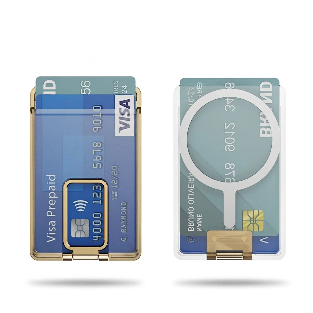 Transparent Magnetic MagSafe Card Wallet with Metal Stand for iPhone