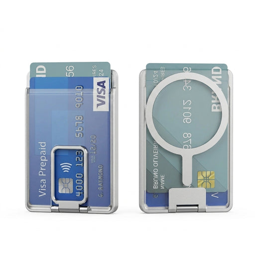 Transparent Magnetic MagSafe Card Wallet with Metal Stand for iPhone