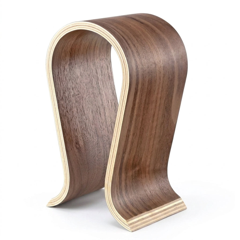 2025 Walnut U-Shape Wooden Headphone Stand – Desktop Hanger