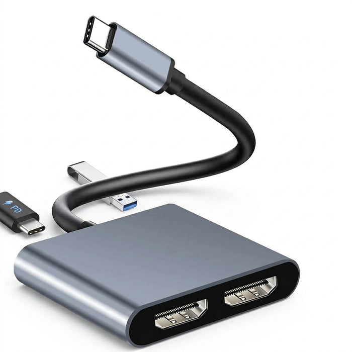 USB‑C to Dual 4K HDMI Adapter — Dual HD Display for Thunderbolt 3/4 & DP Alt Mode Laptops