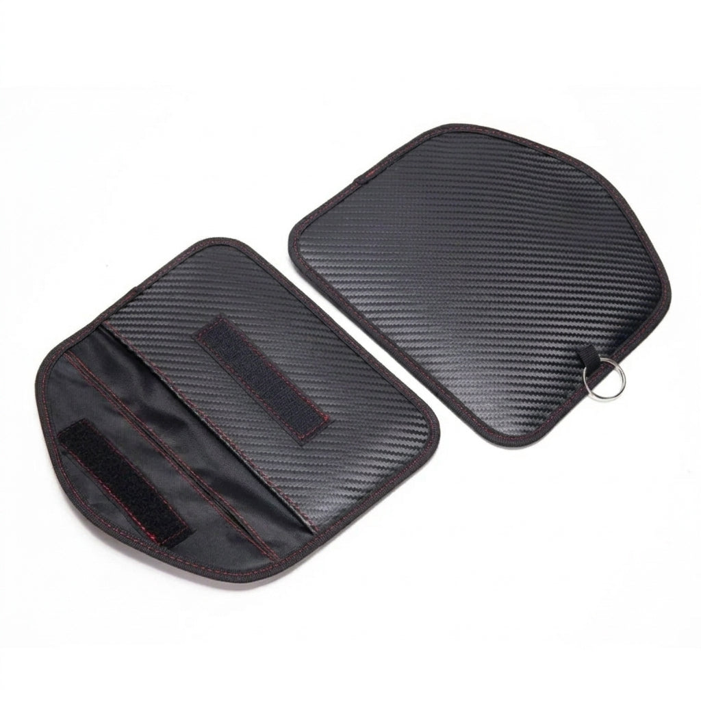 Universal Car Key Signal Blocking Pouch — RFID Faraday Case, Carbon Fiber, 20 × 10 cm