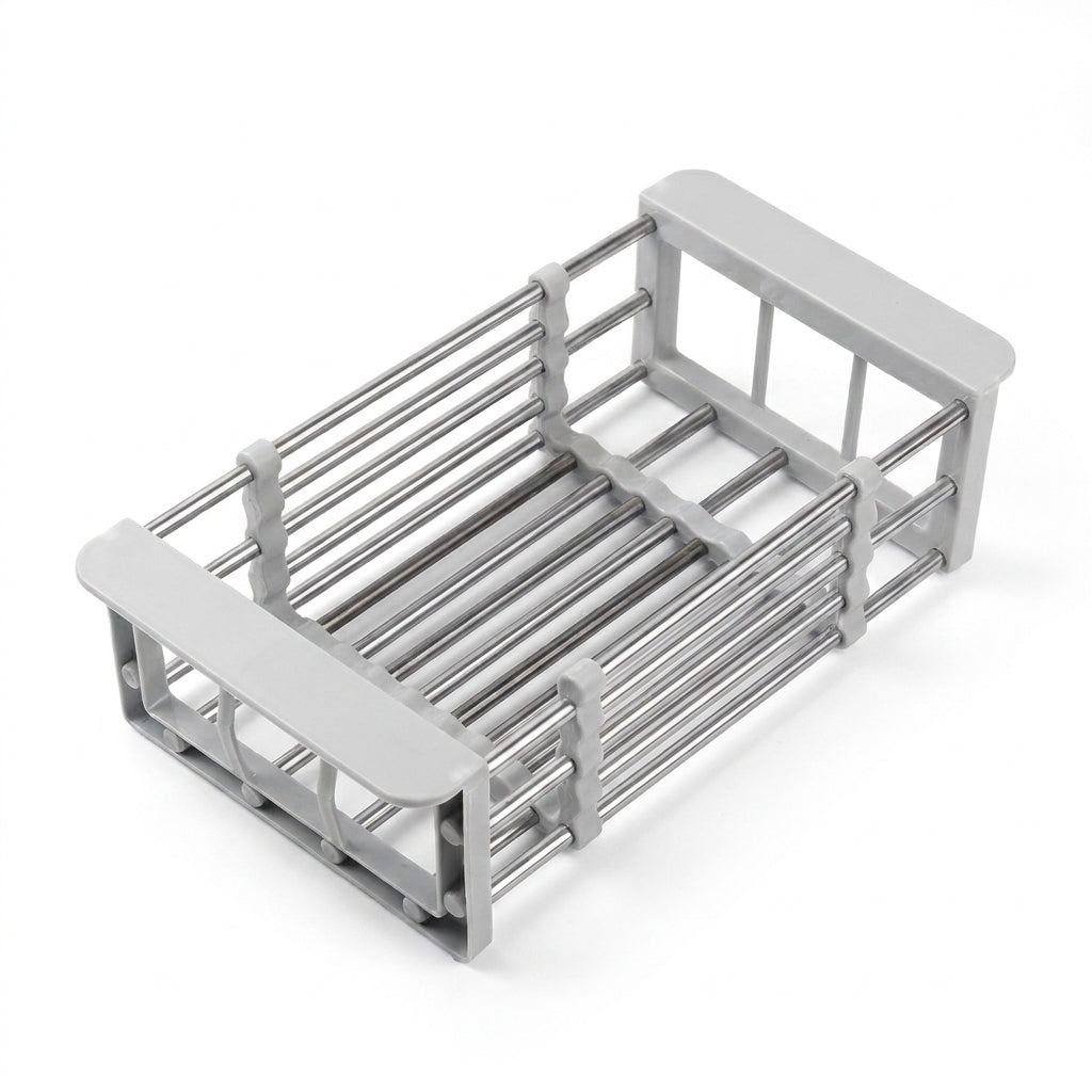Adjustable Stainless Steel Extension Sink Rack — Foldable Dish & Fruit Drainer