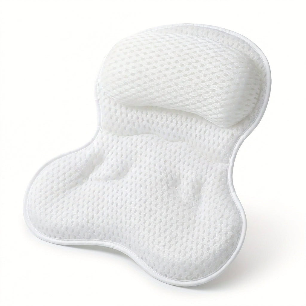Luxury Bath Pillow with 3D Air Mesh & Secure Suction — Neck and Back Support, Machine Washable