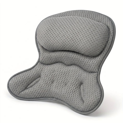 Luxury Bath Pillow with 3D Air Mesh & Secure Suction — Neck and Back Support, Machine Washable