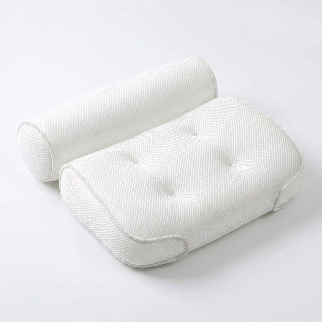3D Mesh Bath Pillow with Suction Cups — Neck & Back Support for Bath and Spa