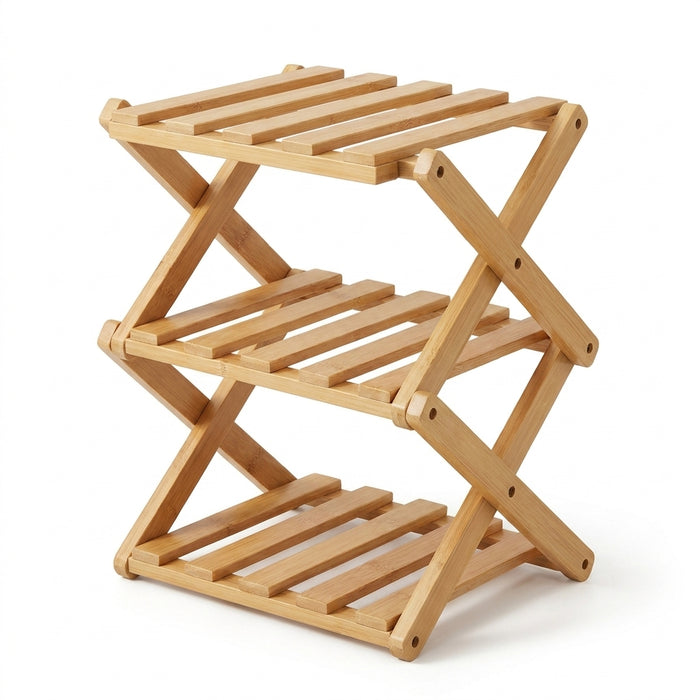 Bamboo Installation-Free Shoe Rack — 2 to 6 Tier Foldable Storage Shelf