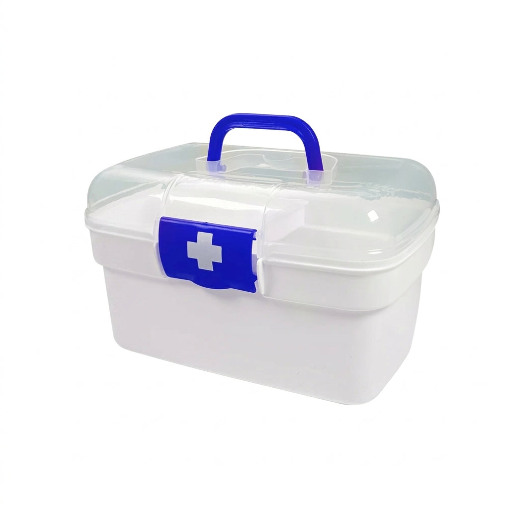 2-Tier Plastic Medicine Box with Handle — Large Capacity First‑Aid Organiser