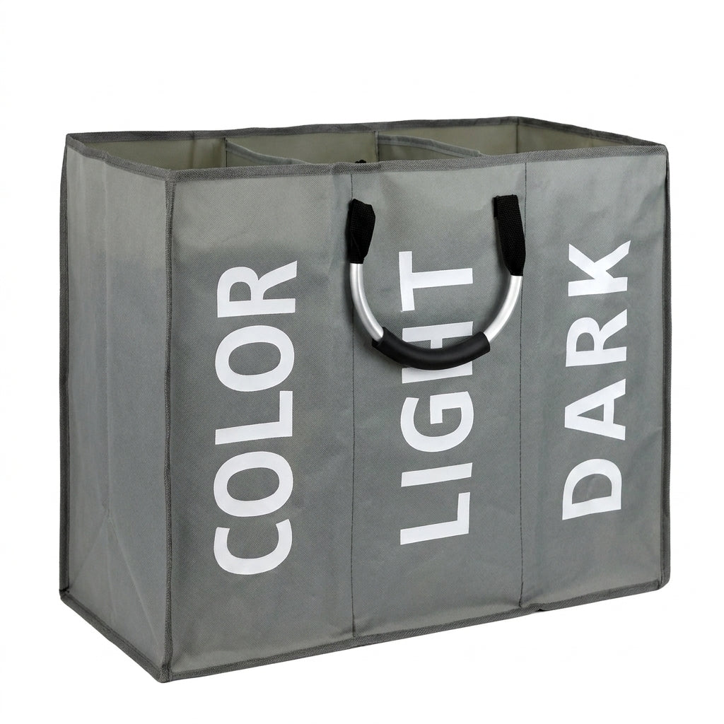 3-Compartment Foldable Laundry Hamper Bag – Waterproof Oxford Fabric