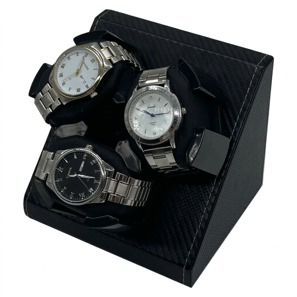 PU Watch Winder for 3 Automatic Watches