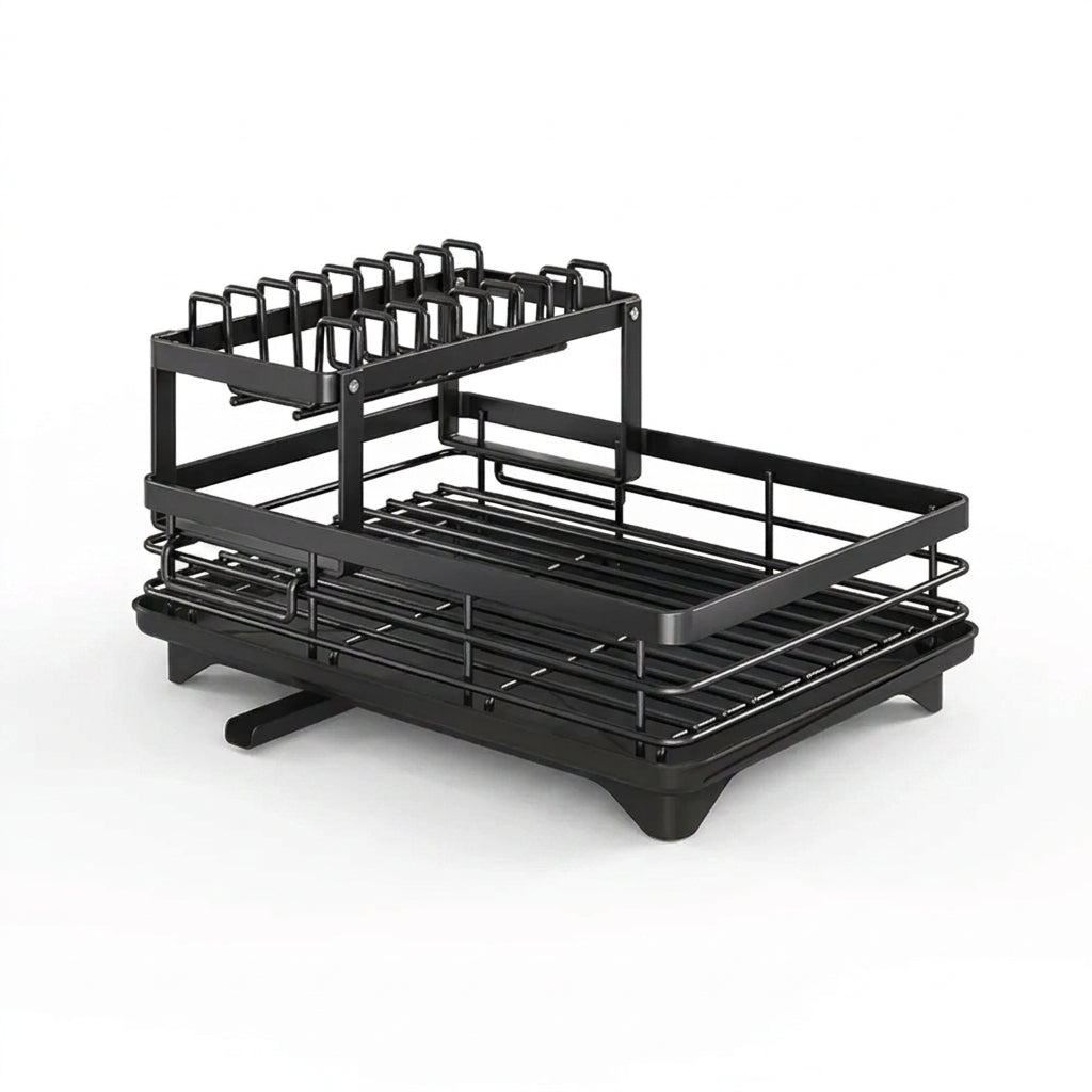 Adjustable Double-Layer Dish & Bowl Drainer – Space-saving Kitchen Rack