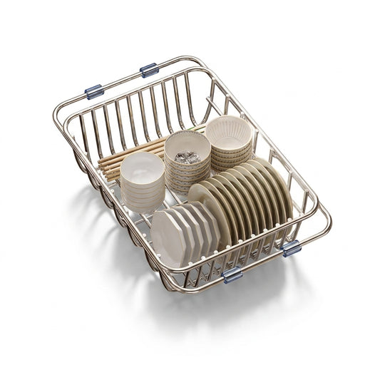 Telescopic Stainless Steel Sink Drainer Basket – Dish Rack Organiser