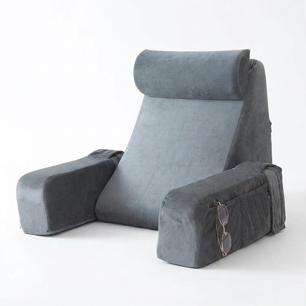Extra-Large Memory Foam Reading Pillow with Armrests — Bed & Chair Backrest for TV and Gaming
