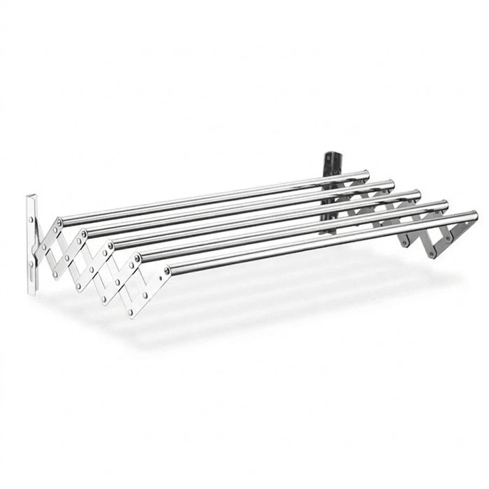 Wall-Mounted Foldaway Clothes Drying Rack - Expandable Stainless Steel