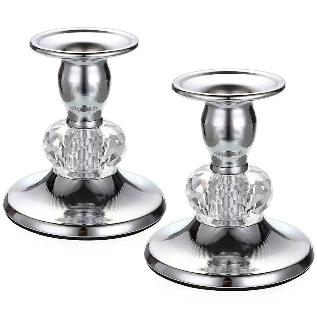 Pair of Gold Metal Taper Candle Holders — Vintage Brass Finish, 8.5 cm