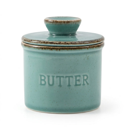 Kiln-turned Ceramic Butter Dish with Lid — Round Countertop Storage