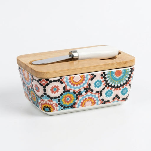 Country-style ceramic butter dish with built-in refrigeration – retro kitchen butter box