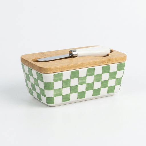 Country-style ceramic butter dish with built-in refrigeration – retro kitchen butter box