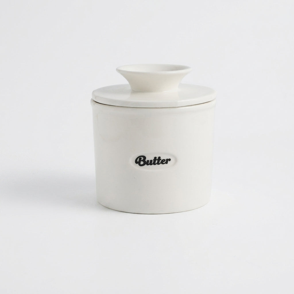 Ceramic Butter Jar with Lid & Cup — Western-Style Butter and Cheese Storage