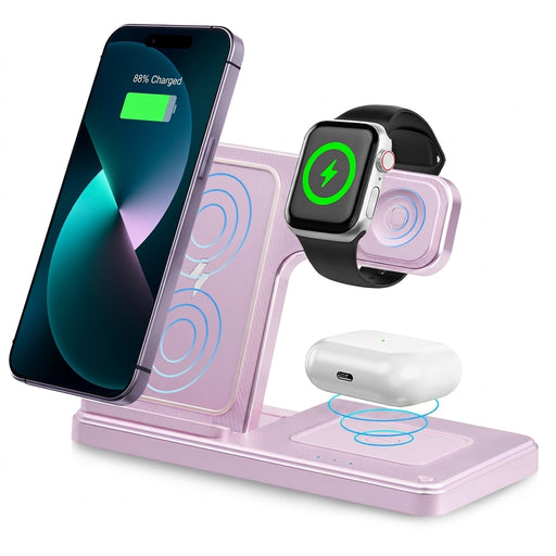 3-in-1 Magnetic Foldable Wireless Charger — 18W Fast Charge for iPhone, iWatch & AirPods