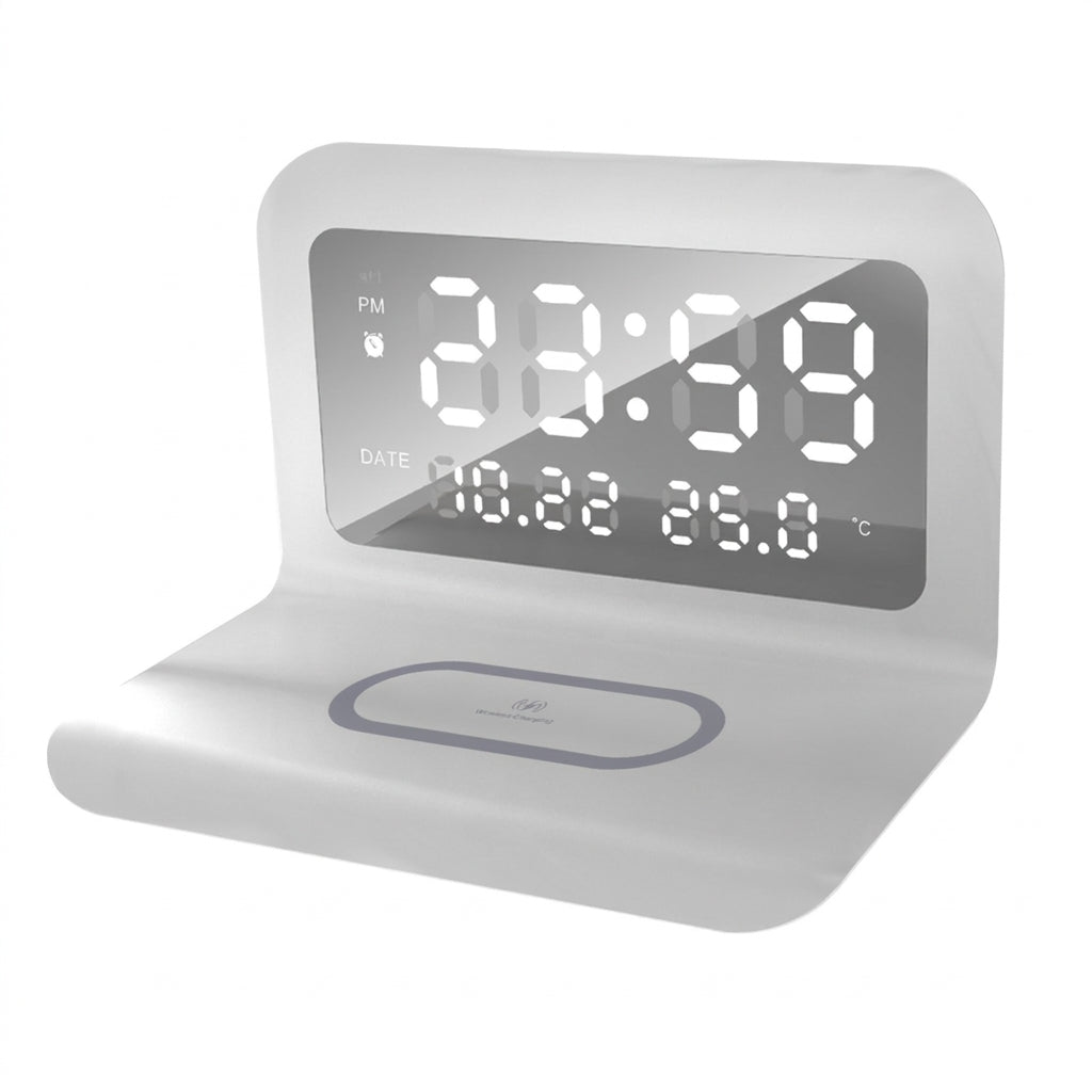 15W Qi Wireless Charger Stand with Alarm Clock & Thermometer (USB-C)