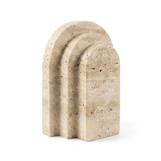 Travertine Marble Bookend — Natural Stone Desk & Bookshelf Accent (1 Piece)